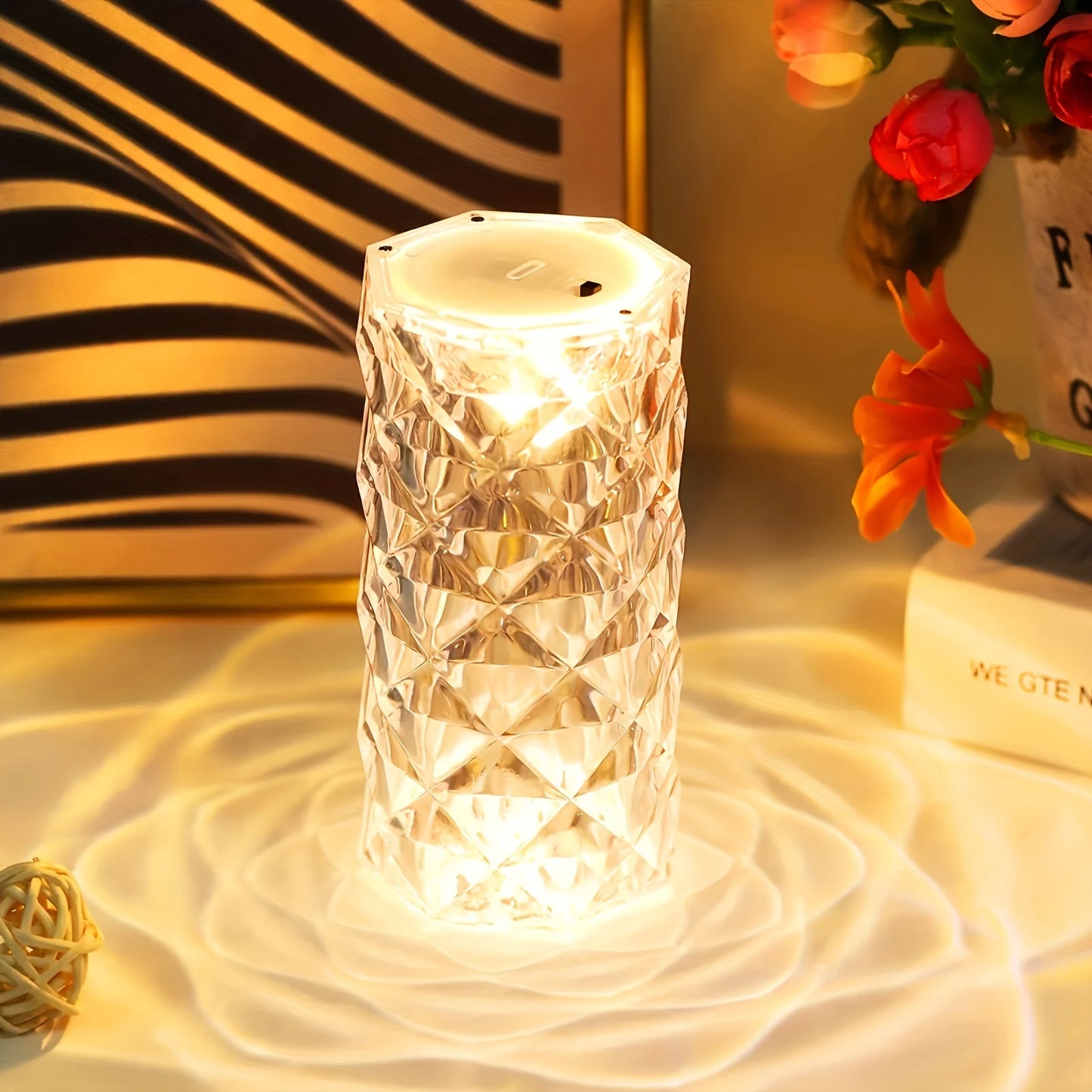 Rose Crystal Bedside Lamp – Romantic LED Nightstand Decor