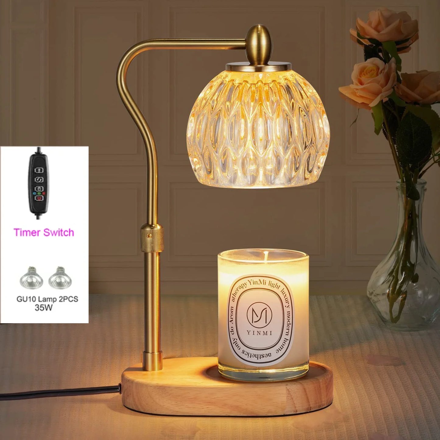 110V/230V Bedside Lamp – Adjustable Candle Warmer
