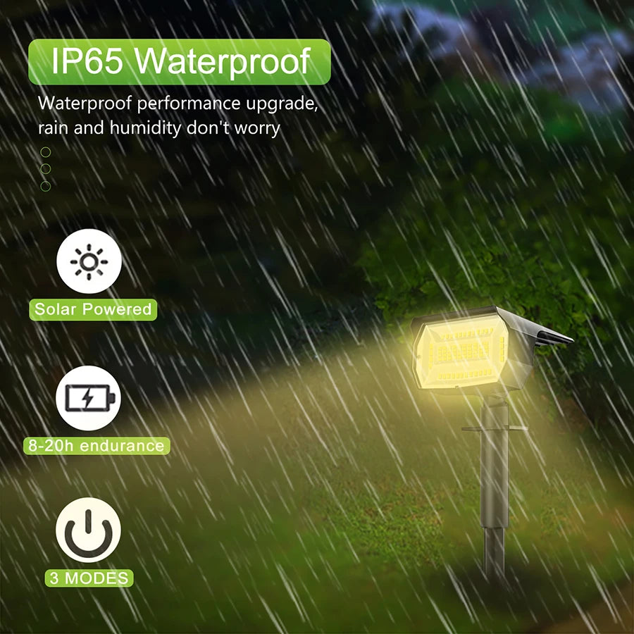 Outdoor Solar LED Landscape Spotlight (72/68 LEDs) IP65, 3 Modes