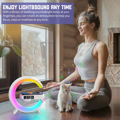 Sunrise Alarm Clock with 15W Wireless Charger & Bluetooth Speaker