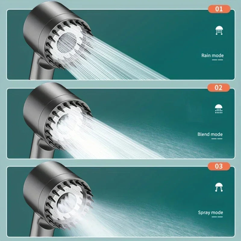4-Mode High-Pressure Shower Head with Water-Saving Stop