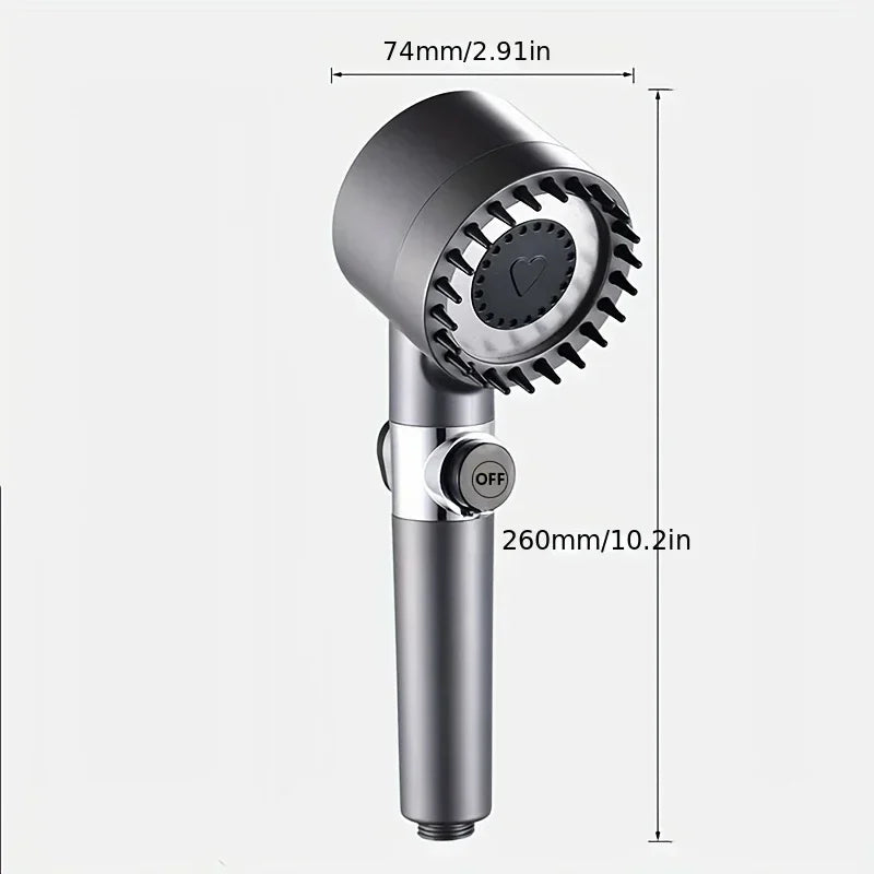 4-Mode High-Pressure Shower Head with Water-Saving Stop