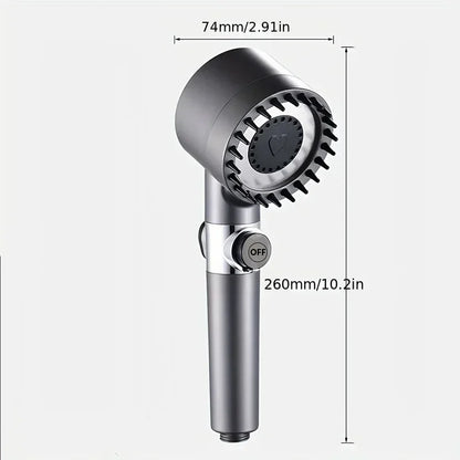 4-Mode High-Pressure Shower Head with Water-Saving Stop
