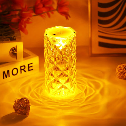 Rose Crystal Bedside Lamp – Romantic LED Nightstand Decor
