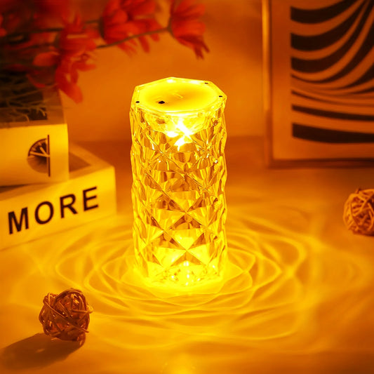 Rose Crystal Bedside Lamp – Romantic LED Nightstand Decor