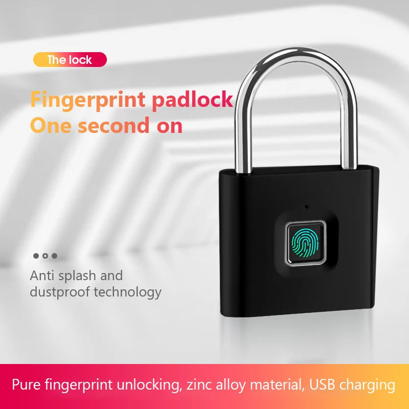 1 Sec Unlock USB Fingerprint Padlock