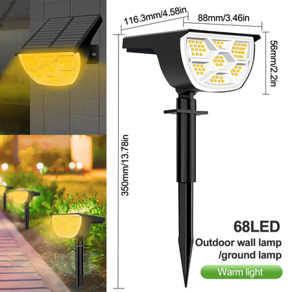 Outdoor Solar LED Landscape Spotlight (72/68 LEDs) IP65, 3 Modes