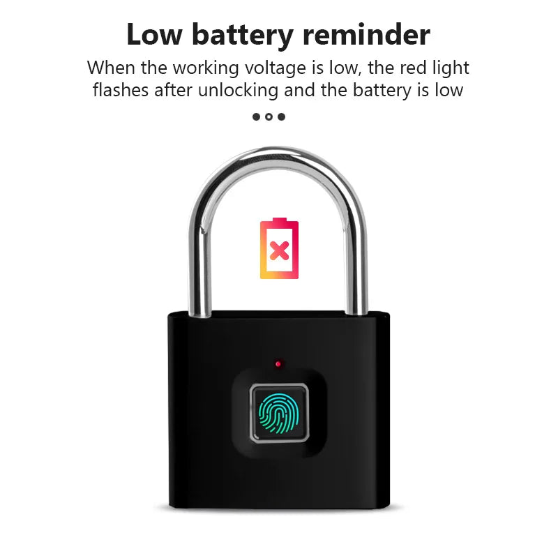 1 Sec Unlock USB Fingerprint Padlock