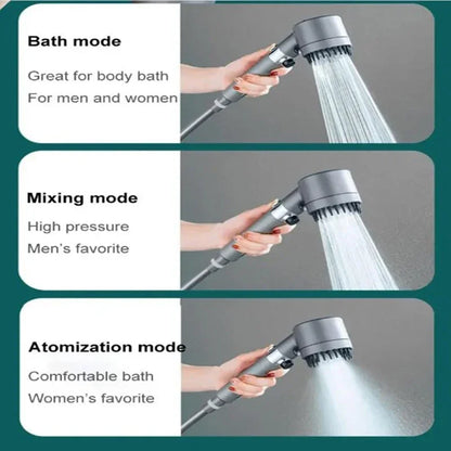 4-Mode High-Pressure Shower Head with Water-Saving Stop