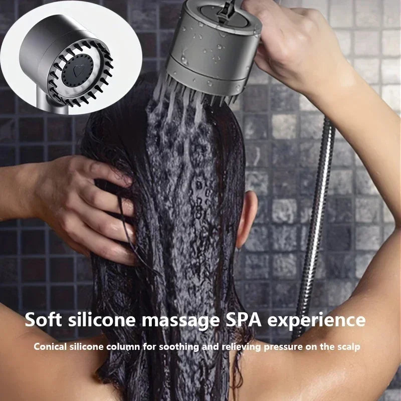 4-Mode High-Pressure Shower Head with Water-Saving Stop