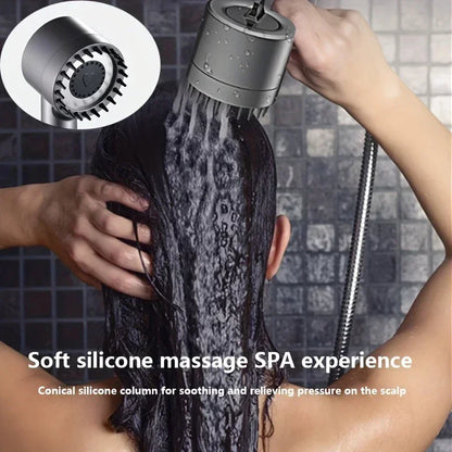 4-Mode High-Pressure Shower Head with Water-Saving Stop