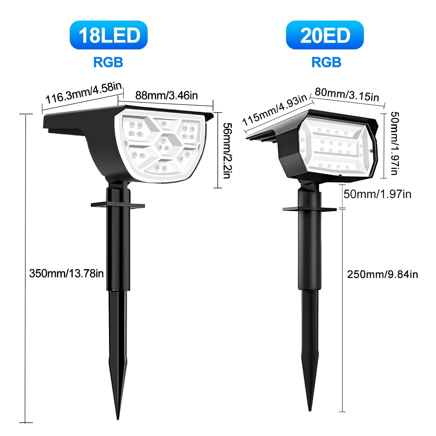 Outdoor Solar LED Landscape Spotlight (72/68 LEDs) IP65, 3 Modes