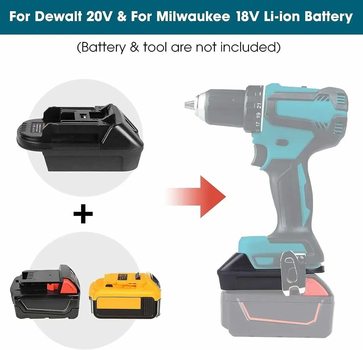DM18M Milwaukee 18V to Dewalt 20V Li-ion & Makita 18V Adapter