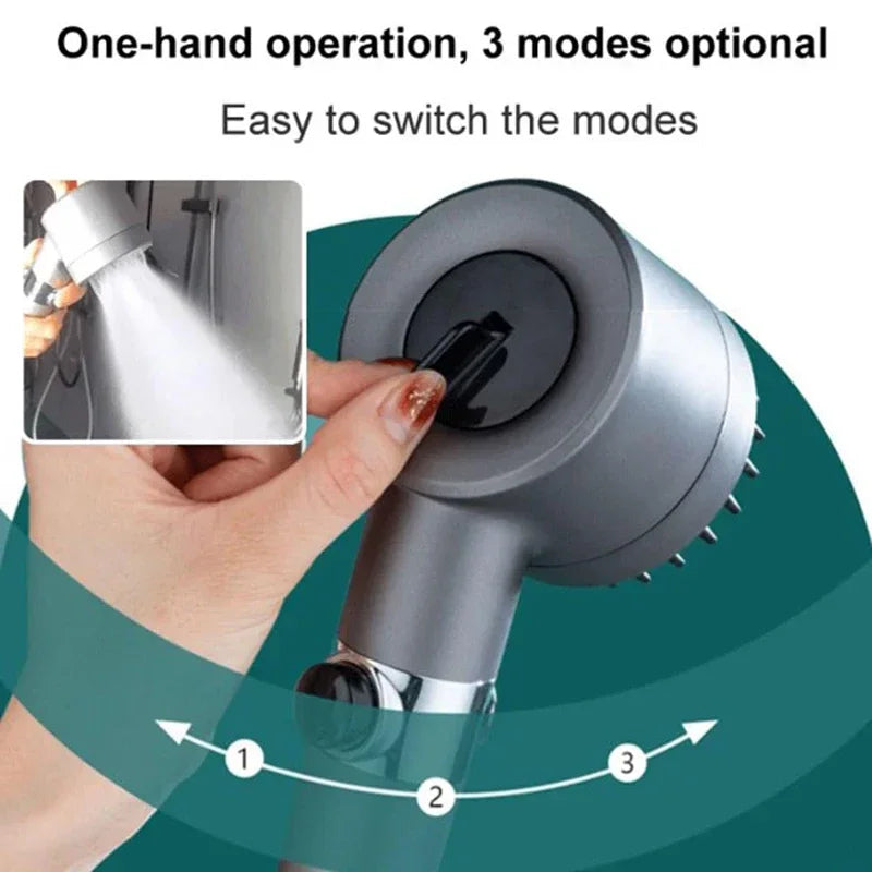 4-Mode High-Pressure Shower Head with Water-Saving Stop
