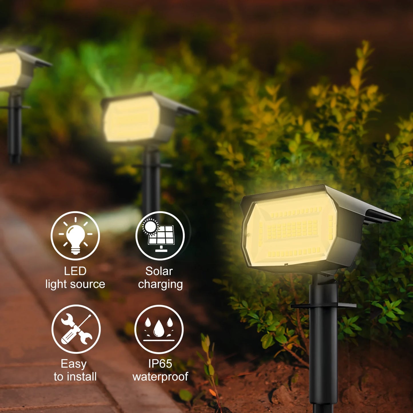 Outdoor Solar LED Landscape Spotlight (72/68 LEDs) IP65, 3 Modes