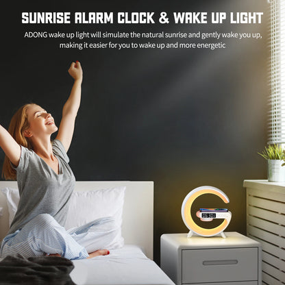 Sunrise Alarm Clock with 15W Wireless Charger & Bluetooth Speaker