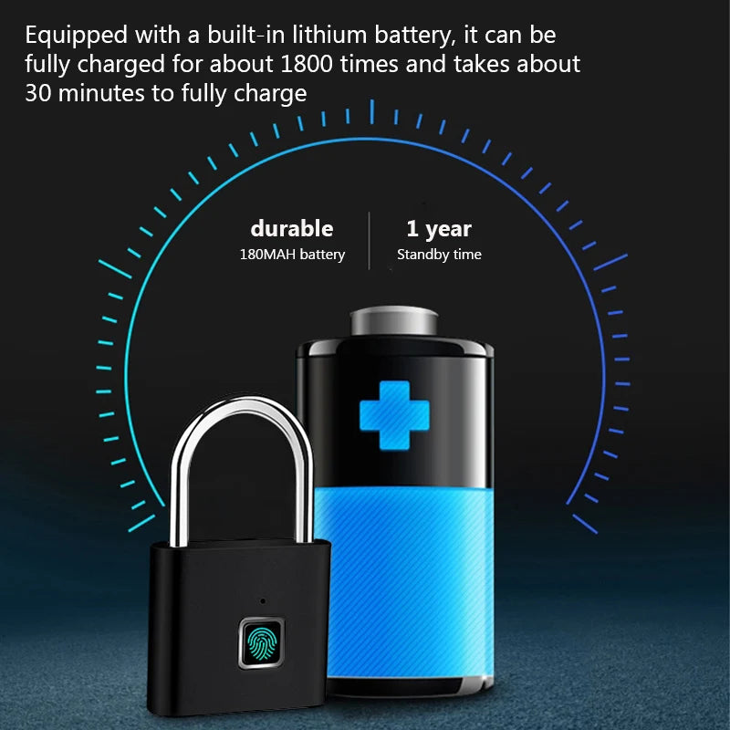 1 Sec Unlock USB Fingerprint Padlock