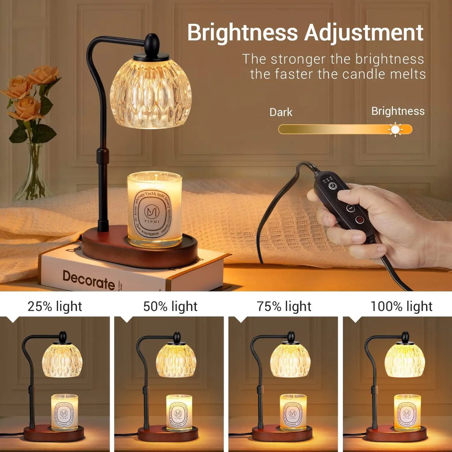 110V/230V Bedside Lamp – Adjustable Candle Warmer