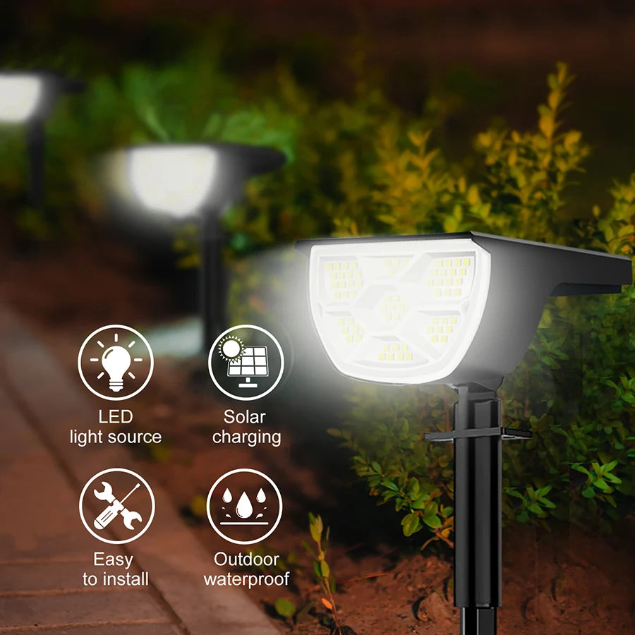 Outdoor Solar LED Landscape Spotlight (72/68 LEDs) IP65, 3 Modes