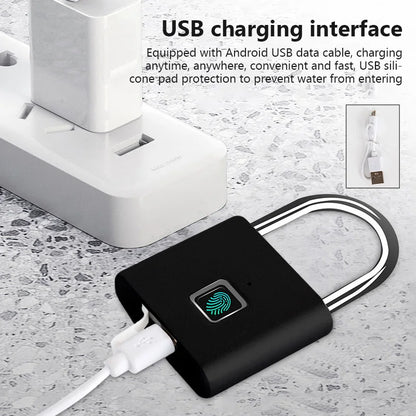 1 Sec Unlock USB Fingerprint Padlock