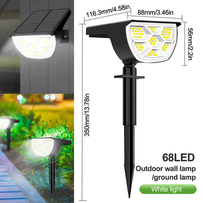 Outdoor Solar LED Landscape Spotlight (72/68 LEDs) IP65, 3 Modes