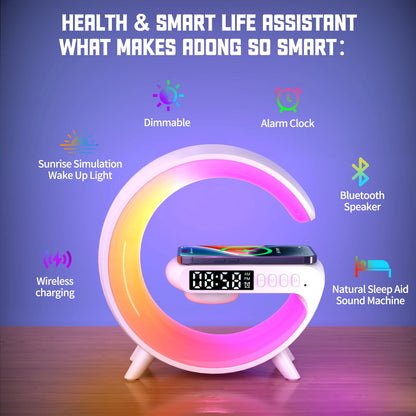 Sunrise Alarm Clock with 15W Wireless Charger & Bluetooth Speaker