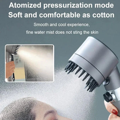 4-Mode High-Pressure Shower Head with Water-Saving Stop