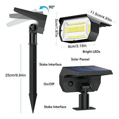 Outdoor Solar LED Landscape Spotlight (72/68 LEDs) IP65, 3 Modes