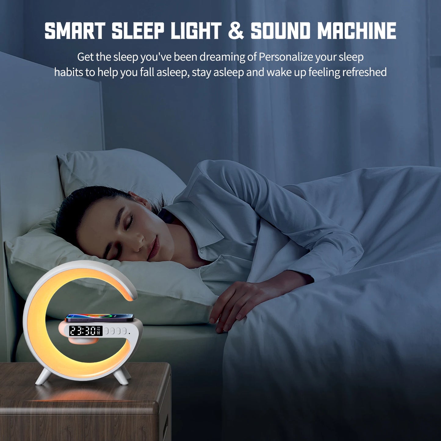 Sunrise Alarm Clock with 15W Wireless Charger & Bluetooth Speaker