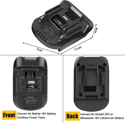 DM18M Milwaukee 18V to Dewalt 20V Li-ion & Makita 18V Adapter