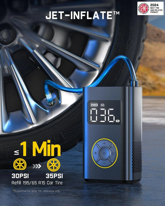 X9 Pro Electric Tire Pump — 1 Min Inflate, Digital Gauge, 150PS