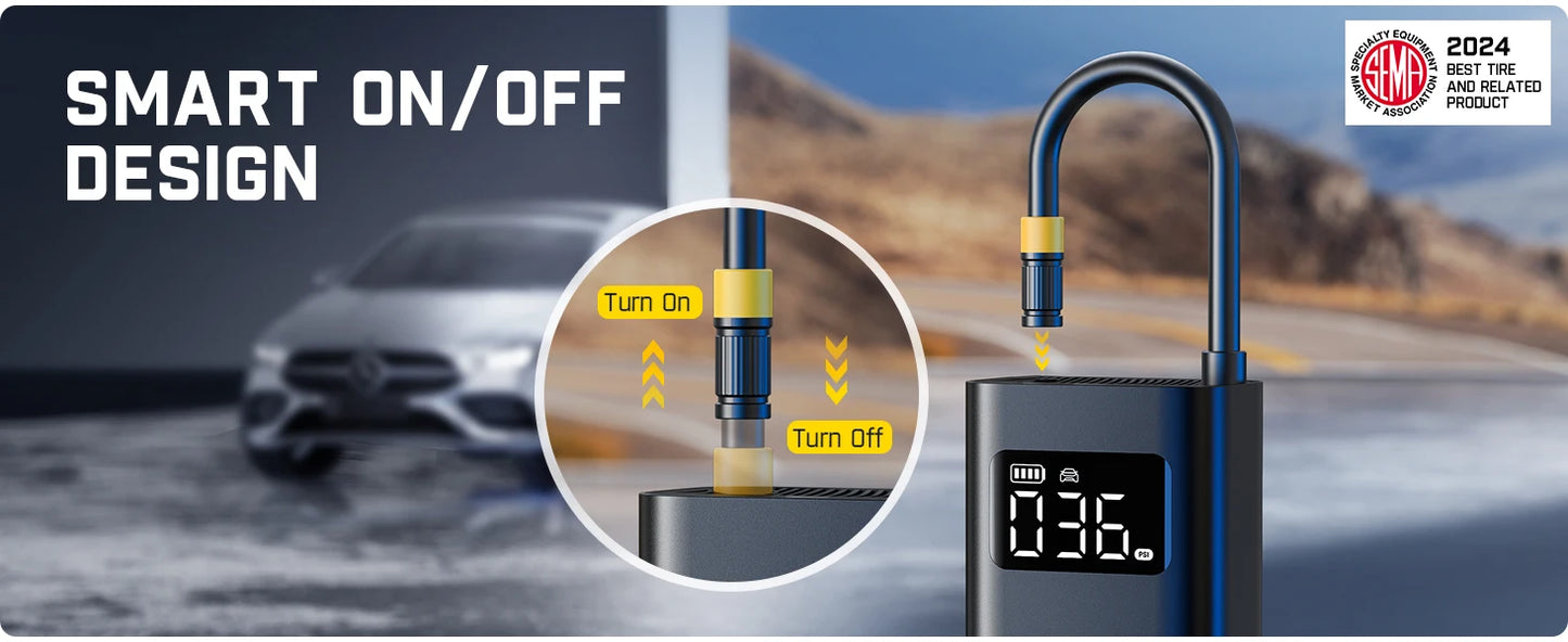 X9 Pro Electric Tire Pump — 1 Min Inflate, Digital Gauge, 150PS